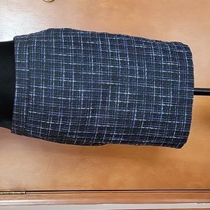 Loft Petites Blue, Black, white, green geometric Square print mini skirt